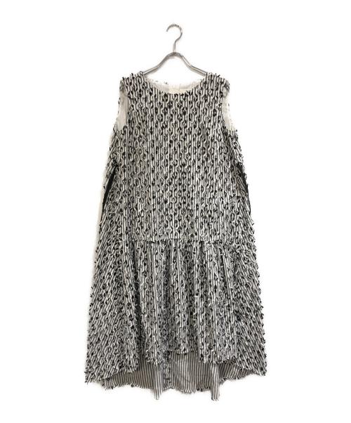 Rene（ルネ）Rene (ルネ) フリンジノースリーブワンピース グレー サイズ:SIZE 36の古着・服飾アイテム