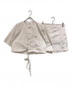 FENDIフェンディ）の古着「ロゴ刺繍シャツセットアップ」｜アイボリー