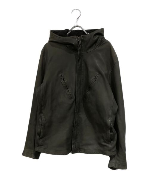 AVIREX（アヴィレックス）AVIREX (アヴィレックス) レザーフーデッドジャケット グリーン サイズ:SIZE XLの古着・服飾アイテム
