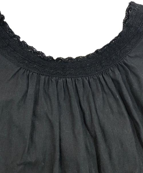 nest Robe（ネストローブ）nest Robe (ネストローブ) UpcycleLino/バックVネックレースギャザーワンピース ブラック サイズ:SIZE Freeの古着・服飾アイテム
