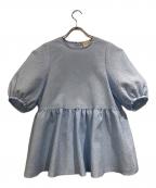 UNITED ARROWSユナイテッドアローズ）の古着「AIRY ジャカード 5SL ペプラム ブラウス」｜ブルー