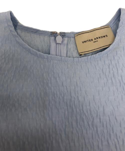 UNITED ARROWS（ユナイテッドアローズ）UNITED ARROWS (ユナイテッドアローズ) AIRY ジャカード 5SL ペプラム ブラウス ブルー サイズ:36の古着・服飾アイテム