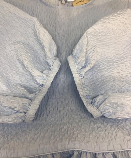 UNITED ARROWS（ユナイテッドアローズ）UNITED ARROWS (ユナイテッドアローズ) AIRY ジャカード 5SL ペプラム ブラウス ブルー サイズ:36の古着・服飾アイテム