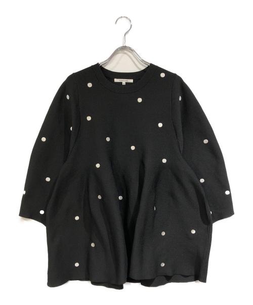 CADUNE（カデュネ）CADUNE (カデュネ) ドットペプラムニット ブラック サイズ:36の古着・服飾アイテム