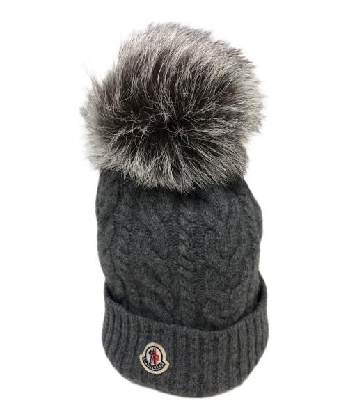 MONCLER（モンクレール）MONCLER (モンクレール) ロゴパッチニット帽 グレーの古着・服飾アイテム