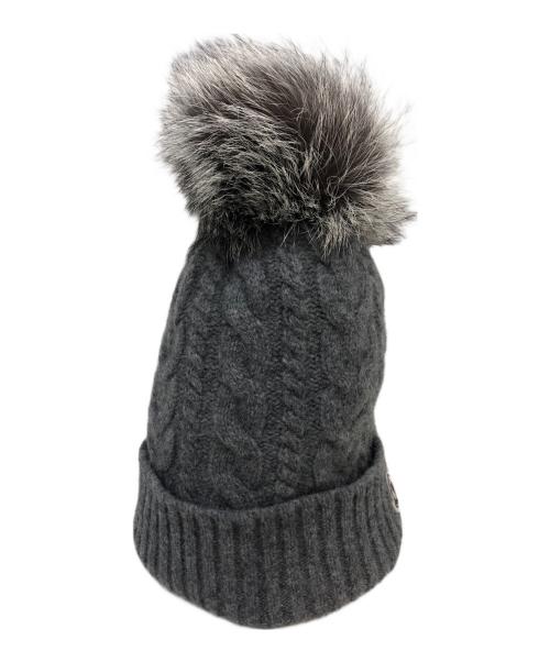 MONCLER（モンクレール）MONCLER (モンクレール) ロゴパッチニット帽 グレーの古着・服飾アイテム