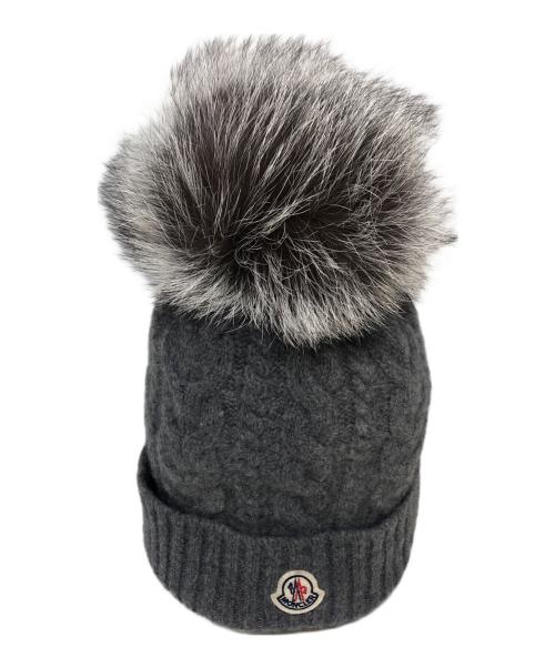 MONCLER（モンクレール）MONCLER (モンクレール) ロゴパッチニット帽 グレーの古着・服飾アイテム