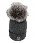 中古・古着 MONCLER (モンクレール) ロゴパッチニット帽 グレー：14000円