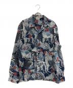 FLAT HEADフラット ヘッド）の古着「リネンオープンシャツ」｜ネイビー