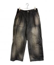 YOKE×ANCELLM（ヨーク×アンセルム）の古着「ダメージ加工デニムパンツ」｜ブラック