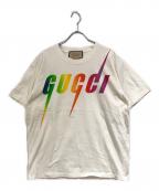 GUCCIグッチ）の古着「ホワイトマルチカラープリントTシャツ」｜ホワイト