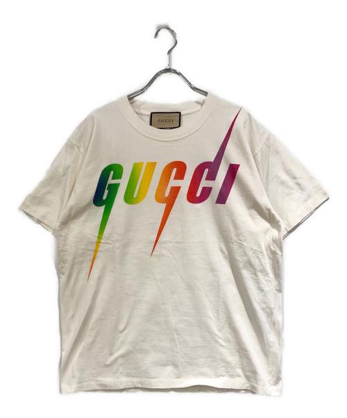 GUCCI（グッチ）GUCCI (グッチ) ホワイトマルチカラープリントTシャツ ホワイト サイズ:SIZE XSの古着・服飾アイテム