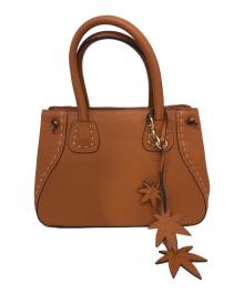 L'ELISIR（エリシア）の古着「レザーステッチハンドバッグ」｜ブラウン