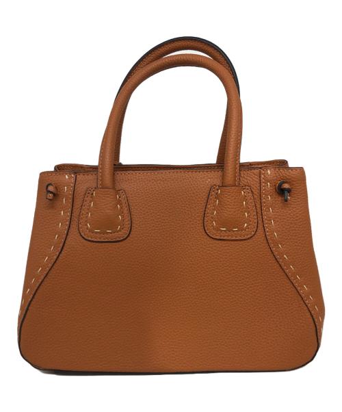 L'ELISIR（エリシア）L'ELISIR (エリシア) レザーステッチハンドバッグ ブラウンの古着・服飾アイテム