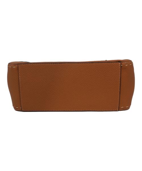 L'ELISIR（エリシア）L'ELISIR (エリシア) レザーステッチハンドバッグ ブラウンの古着・服飾アイテム