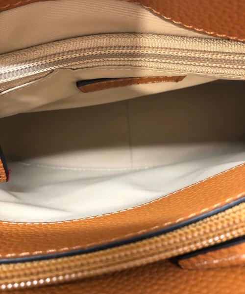 L'ELISIR（エリシア）L'ELISIR (エリシア) レザーステッチハンドバッグ ブラウンの古着・服飾アイテム