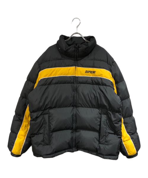 SUPREME（シュプリーム）Supreme (シュプリーム) Stripe Panel Down Jacket ブラック×イエロー サイズ:SIZE Lの古着・服飾アイテム
