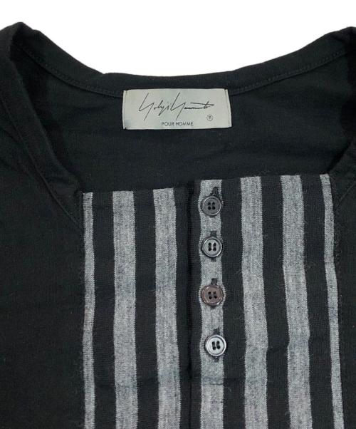 Yohji Yamamoto pour homme（ヨウジヤマモト プールオム）Yohji Yamamoto pour homme (ヨウジヤマモト プールオム) ヘンリーネックカットソー ブラック サイズ:SIZE 3の古着・服飾アイテム