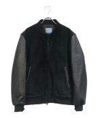 ESTNATIONエストネーション）の古着「レザーコンビブルゾン」｜ブラック