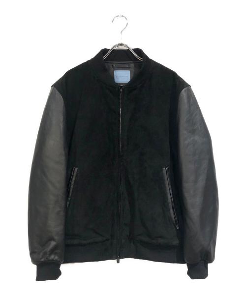 ESTNATION（エストネーション）ESTNATION (エストネーション) レザーコンビブルゾン ブラック サイズ:Lの古着・服飾アイテム