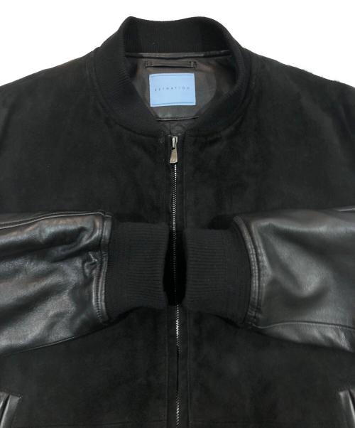 ESTNATION（エストネーション）ESTNATION (エストネーション) レザーコンビブルゾン ブラック サイズ:Lの古着・服飾アイテム