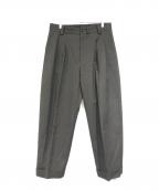 MARGARET HOWELLマーガレットハウエル）の古着「COMPACT WOOL SERGE TROUSERS」｜グリーン