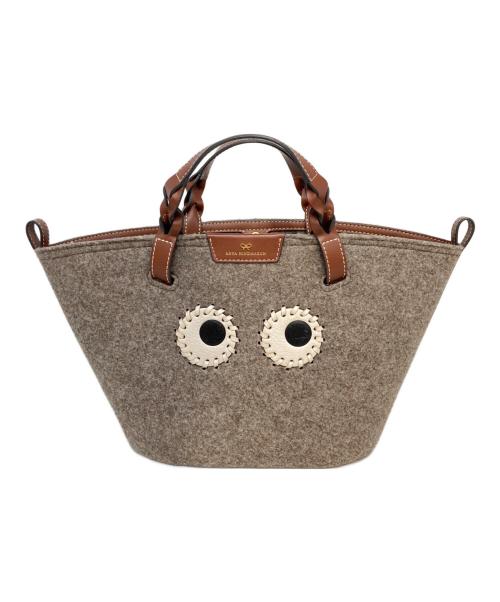 ANYA HINDMARCH（アニヤ・ハインドマーチ）ANYA HINDMARCH (アニヤ・ハインドマーチ) ナチュラルリサイクルフェルトハンドバッグ ブラウンの古着・服飾アイテム