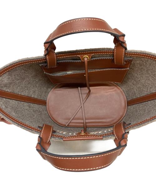 ANYA HINDMARCH（アニヤ・ハインドマーチ）ANYA HINDMARCH (アニヤ・ハインドマーチ) ナチュラルリサイクルフェルトハンドバッグ ブラウンの古着・服飾アイテム