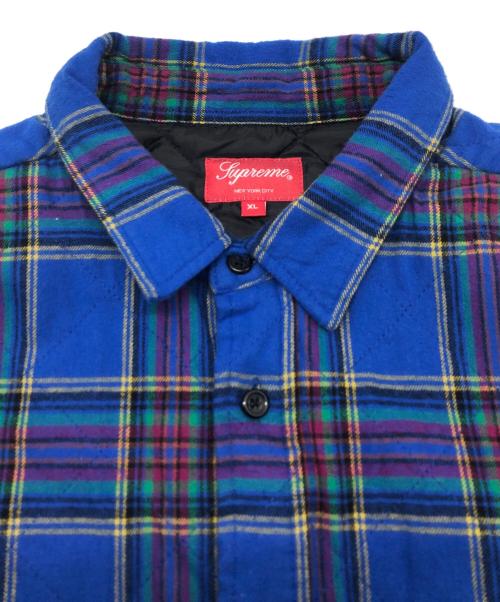 SUPREME（シュプリーム）SUPREME (シュプリーム) Quilted Plaid Flannel Shirt ブルー サイズ:XLの古着・服飾アイテム