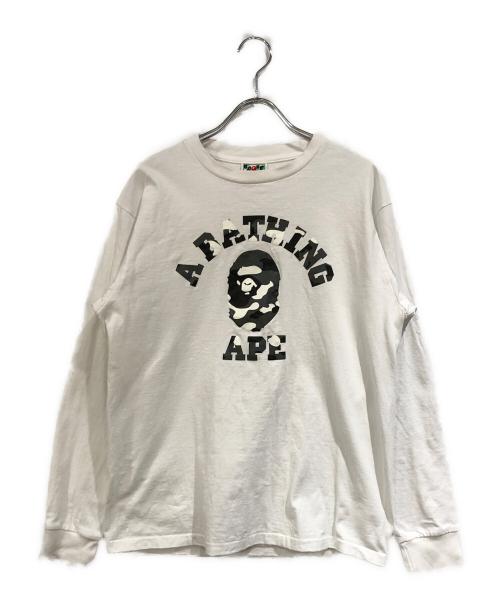 A BATHING APE（ア ベイシング エイプ）A BATHING APE (ア ベイシング エイプ) CITY CAMO COLLEGE LS TEE ホワイト サイズ:SIZE Mの古着・服飾アイテム