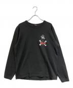 stussyステューシー）の古着「クラウンロゴロングスリーブカットソー」｜ブラック