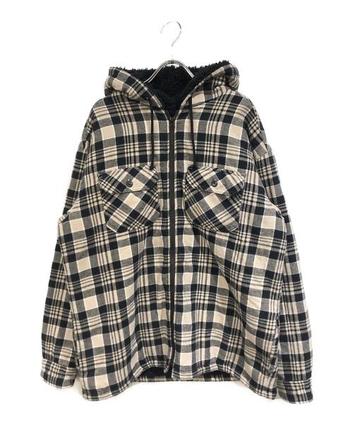 SUPREME（シュプリーム）Supreme (シュプリーム) Lined Zip Up Hooded Flannel Shirt ブラック サイズ:Mの古着・服飾アイテム