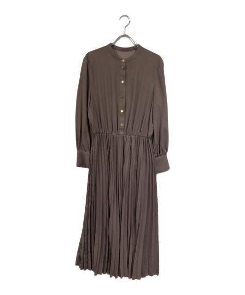 ANAYI（アナイ）ANAYI (アナイ) バックサテンプリーツワンピース ブラウン サイズ:SIZE 38の古着・服飾アイテム