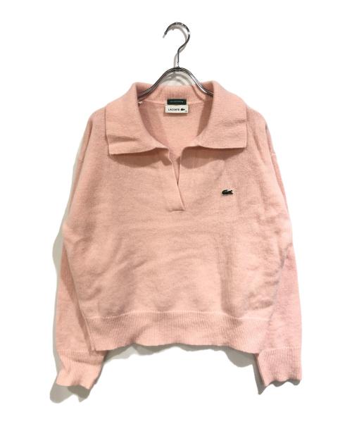LACOSTE（ラコステ）LACOSTE (ラコステ) Snidel (スナイデル) スキッパーニットプルオーバー ピンク サイズ:SIZE 36の古着・服飾アイテム