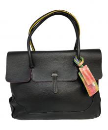 PELLE MORBIDA×CANO CRISTALES（ペッレモルビダ）の古着「レザートートバッグ/ボストンバッグ」｜ブラック