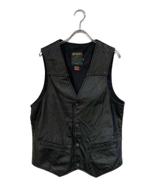 SUPREME（シュプリーム）Supreme (シュプリーム) Schott (ショット) レザーベスト ブラック サイズ:SIZE Mの古着・服飾アイテム