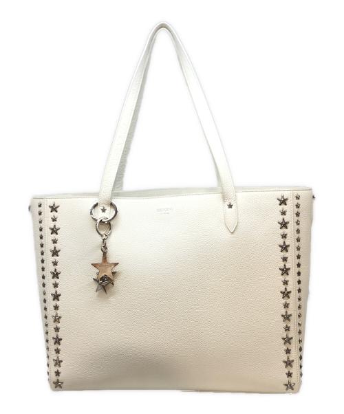 JIMMY CHOO（ジミーチュウ）JIMMY CHOO (ジミーチュウ) スタースタッズトートバッグ ホワイトの古着・服飾アイテム