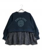 45Rフォーティファイブ・アール）の古着「裏毛×デニムのパフTシャツ」｜ネイビー