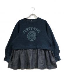 45R（フォーティファイブ・アール）の古着「裏毛×デニムのパフTシャツ」｜ネイビー