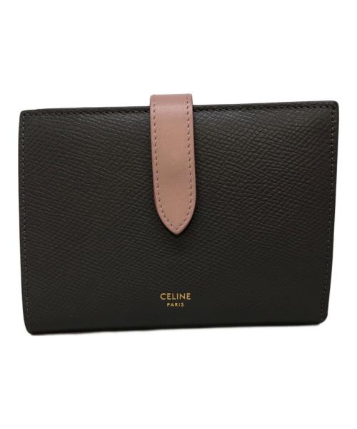 CELINE（セリーヌ）CELINE (セリーヌ) ストラップウォレット グレー×ピンクの古着・服飾アイテム