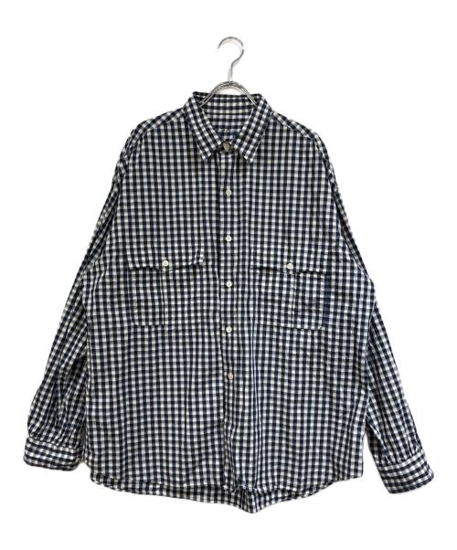 Porter Classic（ポータークラシック）Porter Classic (ポータークラシック) Roll Up Shirt ネイビー×ホワイト サイズ:SIZE Lの古着・服飾アイテム