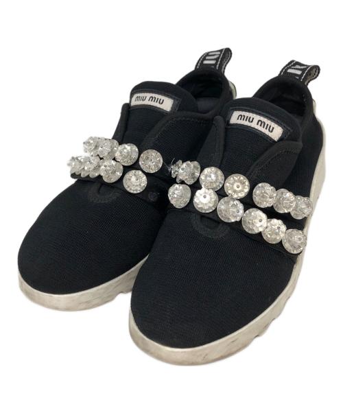 MIU MIU（ミュウミュウ）MIU MIU (ミュウミュウ) ビジュースニーカー ブラック サイズ:SIZE 37 1/2の古着・服飾アイテム