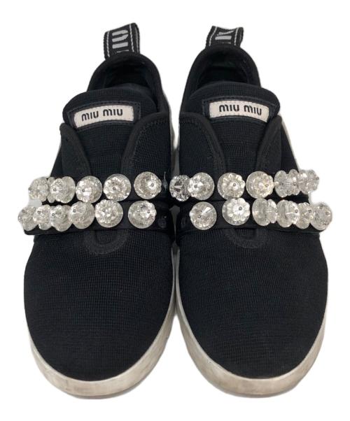 MIU MIU（ミュウミュウ）MIU MIU (ミュウミュウ) ビジュースニーカー ブラック サイズ:SIZE 37 1/2の古着・服飾アイテム