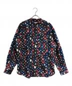 HERALBONYヘラルボニー）の古着「ブロードレギュラーカラーシャツ「（無題）」」｜ネイビー×レッド