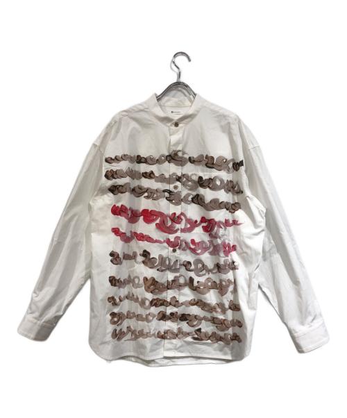 HERALBONY（ヘラルボニー）HERALBONY (ヘラルボニー) バンドカラーシャツ「brown brush-mm2025」 ホワイト サイズ:Lの古着・服飾アイテム