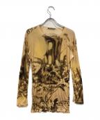 PRADAプラダ）の古着「総柄シアーカットソー/セカンドスキン」｜ベージュ