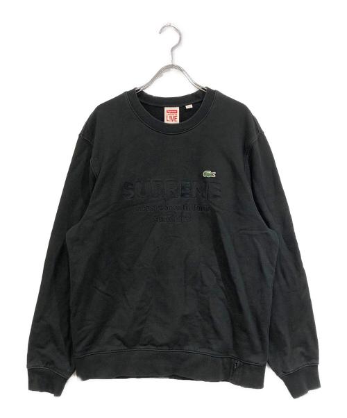 SUPREME（シュプリーム）Supreme (シュプリーム) LACOSTE (ラコステ) クルーネックスウェット ブラック サイズ:SIZE Mの古着・服飾アイテム