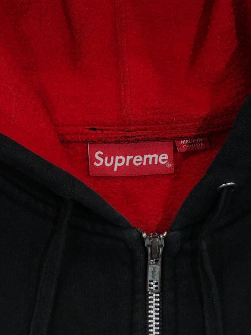 SUPREME（シュプリーム）Supreme (シュプリーム) contrast zip up hooded sweatshirt ブラック サイズ:SIZE Lの古着・服飾アイテム