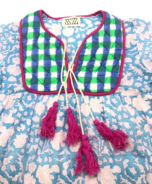 SZ Blockprints（エスゼットブロックプリント）SZ Blockprints (エスゼットブロックプリント) Jodhpur Dress ブルー サイズ:XSの古着・服飾アイテム