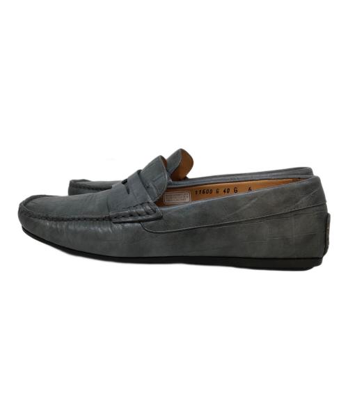 Santoni（サントーニ）Santoni (サントーニ) クロコ型押しローファー グレー サイズ:SIZE 40の古着・服飾アイテム